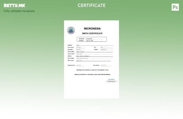 модерен стил Микронезија од витално значење за извод од матична книга на родени